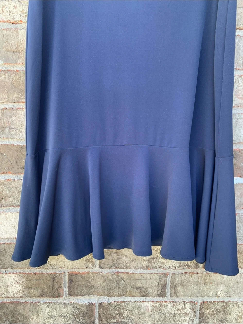 Take 50% OFF- George Stretch Navy Flounce Hem Skirt - Women, Size-L